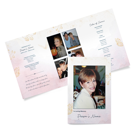 Gold Butterflies Trifold program template