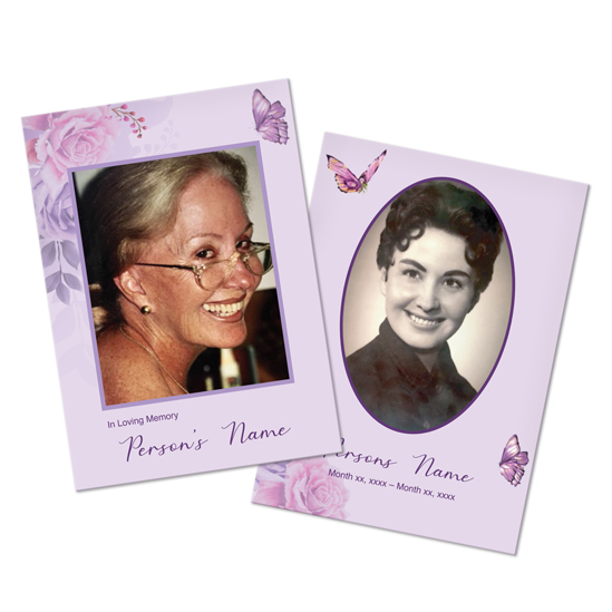 memorial wallet card Lilac Butterflies