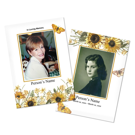 Sunflower Butterflies - Wallet Cards Funeral Printing Wallet Card