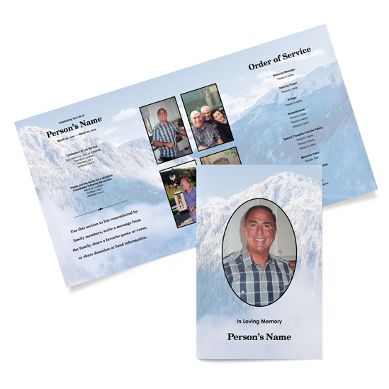 Tri-Fold Funeral Programs - Snowy Forest Design