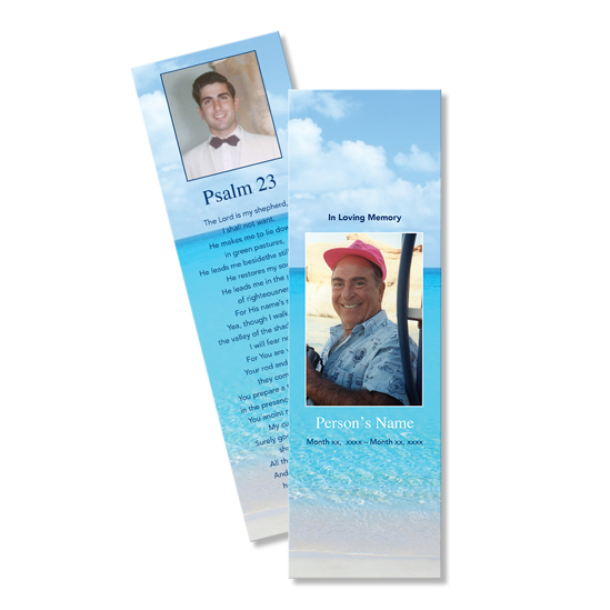 Beach design obituary bookmarks