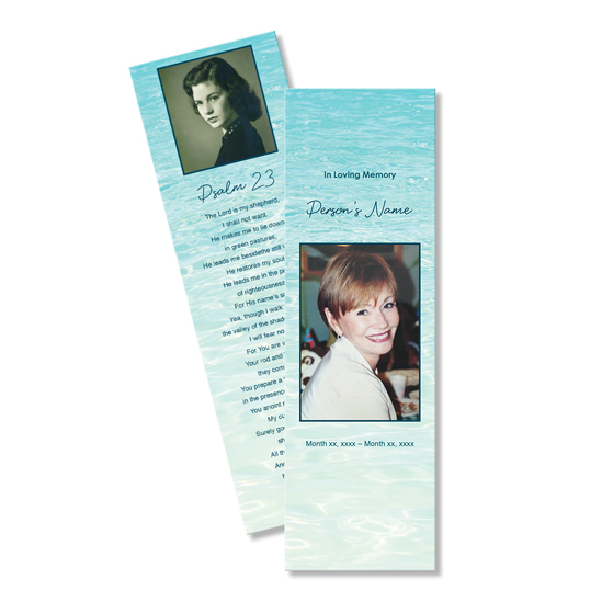 Waves design obituary bookmarks