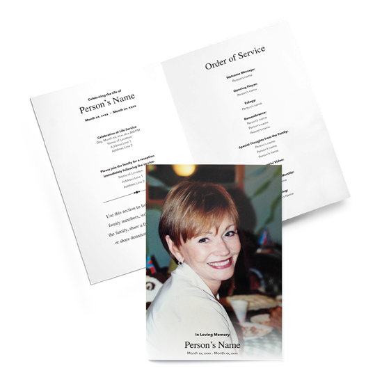 Personalized Bi-fold Programs - Custom Memorial printing