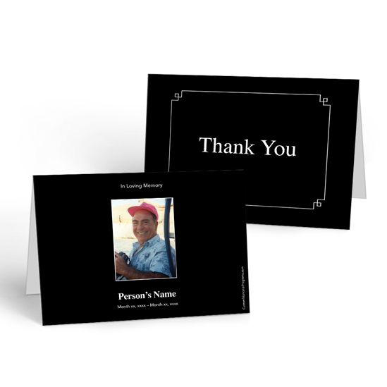 Black full photo Thank you Card- Custom Memorial