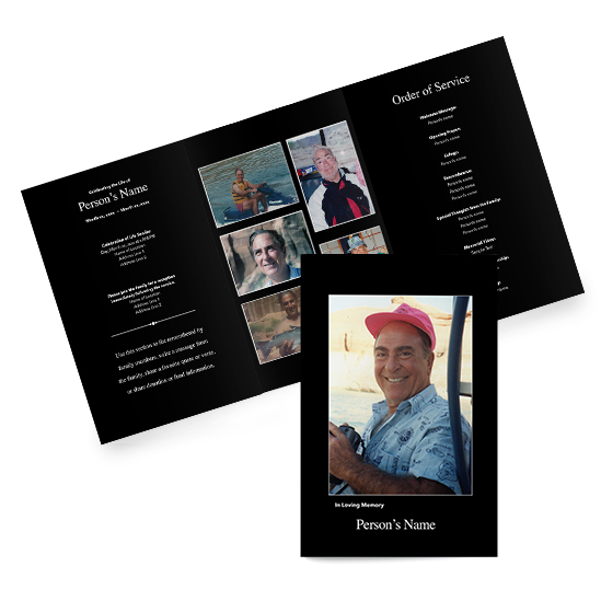 Black Floral Border Trifold Program - Memorial Prints