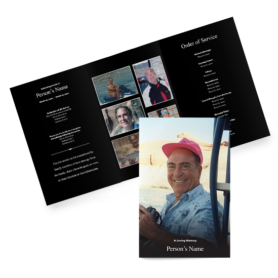 Black Floral Border Three fold Program - Memorial Prints