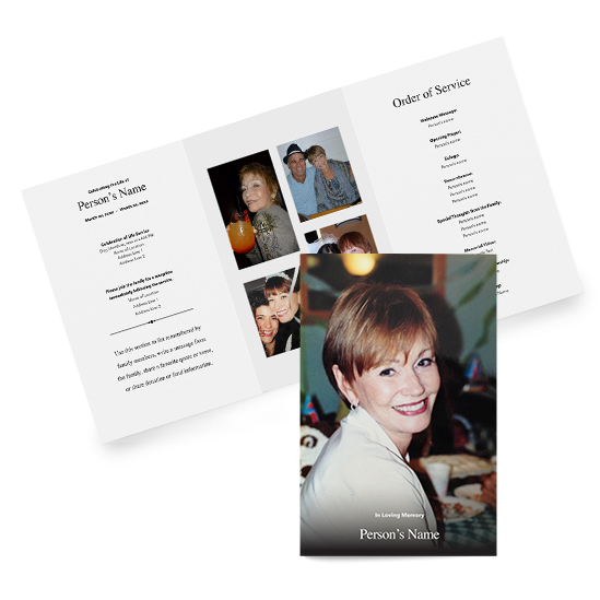 White Full Photo trifold Program - Custom Memorial