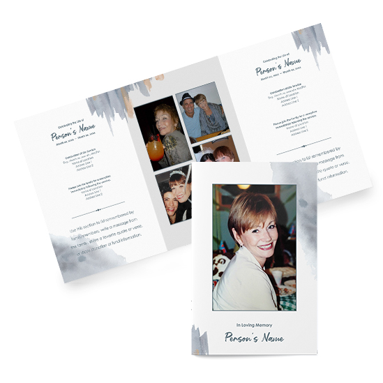 Trifold Funeral Brochure Templates - Brushstrokes