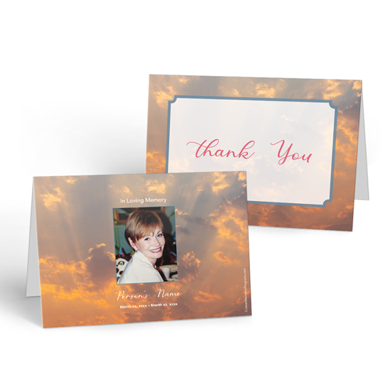 Sunrays Design Thank you Cards for Funeral