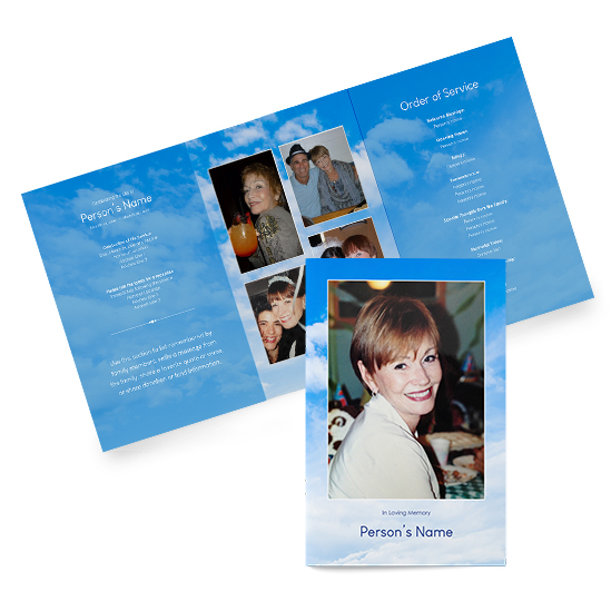 Blue Sky Design Trifold funeral program - Funeral Printing