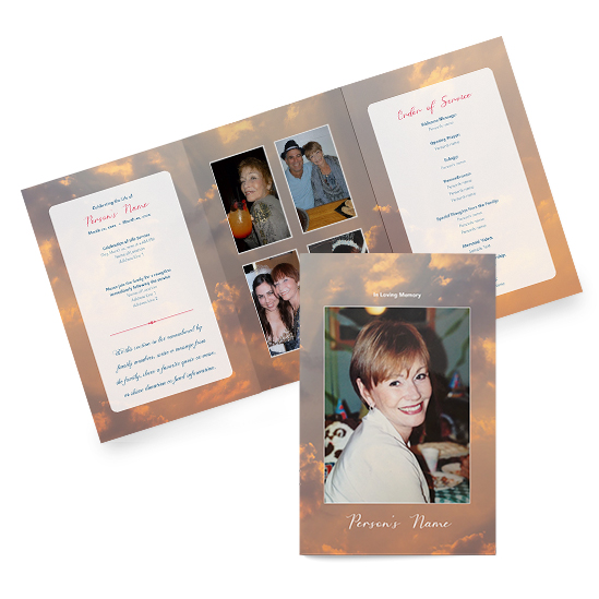 Sunrays Design Trifold funeral program - Funeral Printing