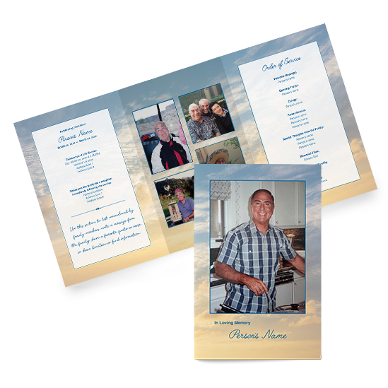 Sunrise Design Trifold funeral program - Funeral Printing