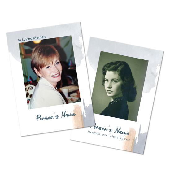 Brushstrokes theme Wallet Cards for funeral Printing