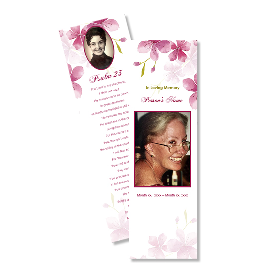 Cherry Blossom Design Bookmarks for funeral
