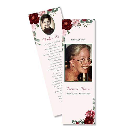 Floral Designs Bookmarks for Obituary