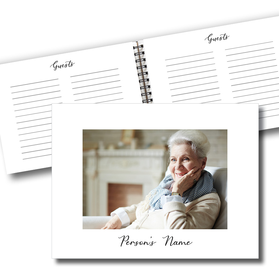 Condolence Book for Funeral - White Border Designs