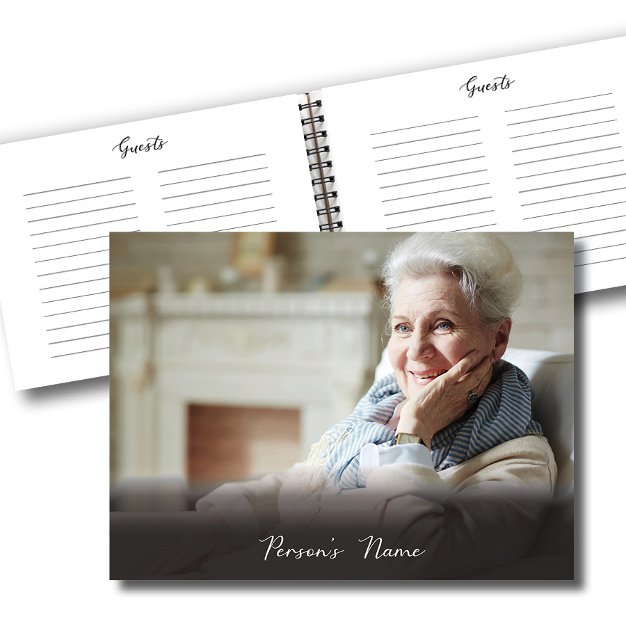  Funeral Guest Book - Black Gradient Design