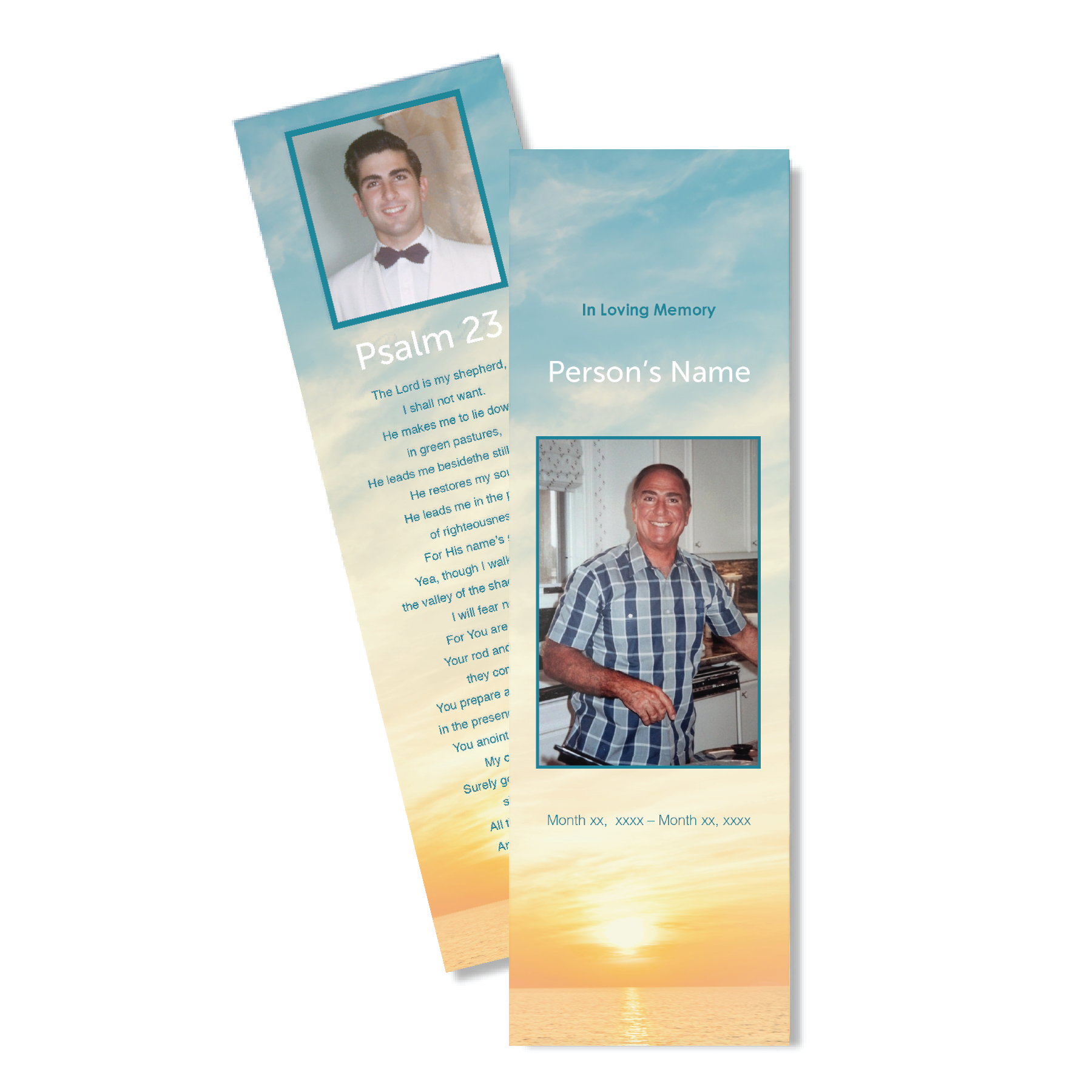 Cool Sunset - Bookmarks Sunset Design Funeral memorial bookmarks