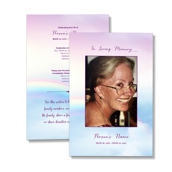 Rainbow Theme Celebration of Life Funeral Program