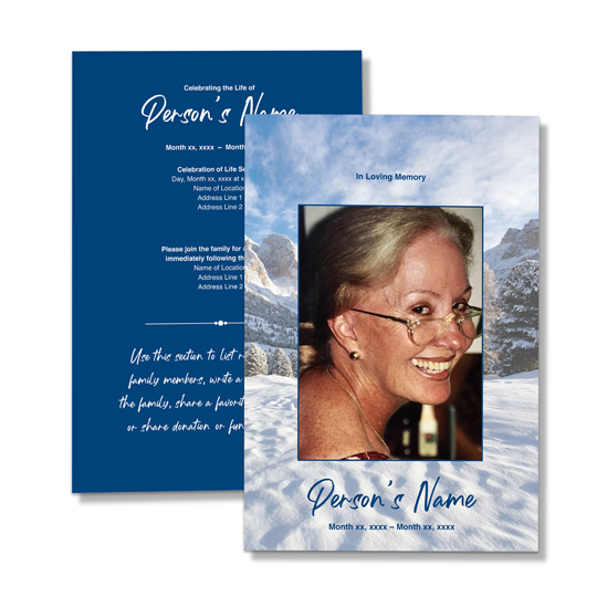 Snowy Mountains - Single Page Program for Funeral
