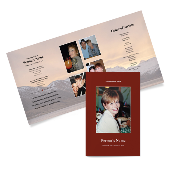 Tri-Fold Funeral Programs - Winter Sunrise Design