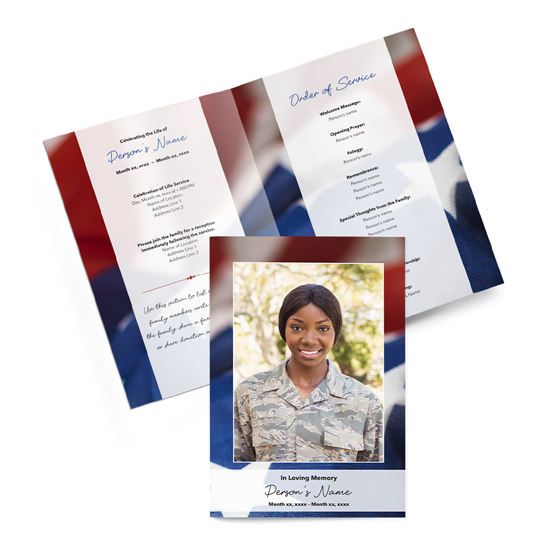 Bold Stars - Bi-fold Programs Bold Starts Patriotic theme bifold Funeral Program Template