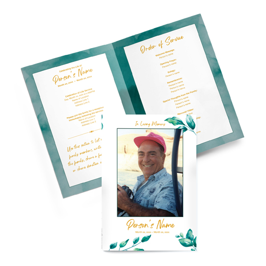 Gold Nature - Bi-fold Programs Gold Nature Bifold funeral program - Funeral Printing