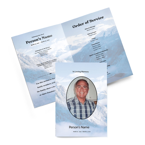 Snow Forest Bi-fold Programs Templates for Funeral